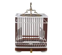 Cage à Oiseaux Suspendue avec mangeoire, Maison carrée en Plastique, Porte-Oiseaux for Petits Oiseaux, perroquets, perruches, pinsons, calopsittes, décor(Medium)