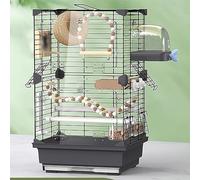 Cage à Oiseaux Suspendue, Cage Perroquet Divisible en Zones, Ouvertures Gauche et Droite, Cage à Canaris pour Chambre, Salon, Balcon(Black)