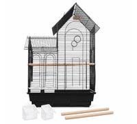 Cage à Oiseaux Villa Métal Double Toit, Noir Standard | Construction robuste, Logement pour pinsons, Hébergement quotidien, Pour propriétaires