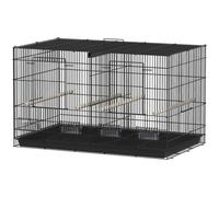 Cage à Oiseaux volière 76 x 46 x 46 cm séparable en Deux Plateau Coulissant Pratique Salon Moderne épuré en Acier Noir 21_0007594