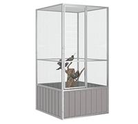 Cage à Oiseaux, Volière à Oiseaux Extérieur Cage à Perroquet Cage à Oiseaux Gris 111x107x211,5 cm Acier galvanisé