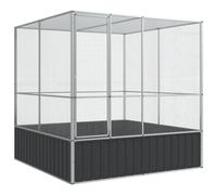 Cage à Oiseaux, Volière à Oiseaux Extérieur Cage à Perroquet Volière argenté 211x207x212 cm Acier