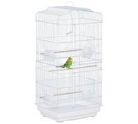 Pawhut Cage à oiseaux volière avec mangeoires perchoirs plateau excrément amovible cage pour canaris perruches perroquets 46,5 x 35,5 x 92 cm blanc