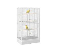 PawHut Cage à oiseaux Volière avec portes et perchoirs 61 x 36,5 x 98 cm Blanc