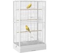 PawHut Cage à oiseaux Volière avec portes et perchoirs 61 x 36,5 x 98 cm Blanc