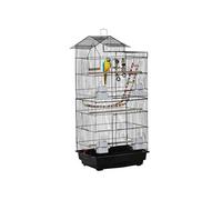PawHut Cage à oiseaux 46 x 36 x 100 cm, 4 mangeoires, 3 perchoirs pour perruche, calopsitte, conure