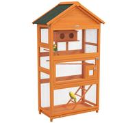 Cage à oiseaux - PawHut - en bois - toit asphalte imperméable - pour perruche, calopsitte, conure, canaris - 92 x 52 x 171 cm