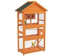 Cage à oiseaux - PawHut - en bois - toit asphalte imperméable - pour perruche, calopsitte, conure, canaris - 92 x 52 x 171 cm orange