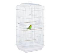 Pawhut Cage à oiseaux Volière – Mangeoires, plateau amovible, 2 portes, 46,5×35,5×92 cm
