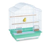 Relaxdays Cage à Oiseaux, métal, pour de Petits canaris, perchoirs & mangeoires, HLP 56,5 x 46,5 x 35,5 cm, Vert