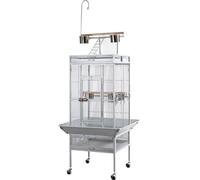 Cage à Oiseaux Wrought Iron Bird Cage with Play Top and Rolling Stand for Budgies and Parrots