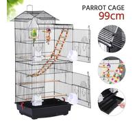 Cage à oiseaux YAHEETECH 99 cm métal noire avec 4 mangeoires et accessoires