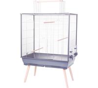 ZOLUX Cage grillagée surélevée pour oiseau Néolife - Pour perruche, calopsitte, canari - 81 x 48 x 130 cm - Néolife - Gris