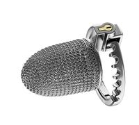 Cage à pénis avec aération perforée et anneau ajustable Acier inoxydable Chastity Cage SM Bondage Sex Toy Cage de chasteté avec design de fermeture invisible pour hommes, couples (S)