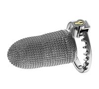 Cage à pénis avec aération perforée et anneau ajustable Acier inoxydable Chastity Cage SM Bondage Sex Toy Cage de chasteté avec design de fermeture invisible pour hommes, couples (L)