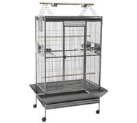 Cage à perroquets - Savic Wellington Playpen - Gris foncé - 110x80x175 cm - volière spacieuse pour Grands perroquets - Structure métallique Robuste et sécurisée