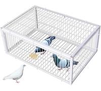 Cage à Pigeons Portable avec Entrée à Sens Unique, Piège à Pigeons De Contrôle en Métal, Espacement De Cryptage De 2 Cm, Cage De Piège à Oiseaux pour Poul, White, 70x40x26cm