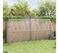 Cage à poules, argentée, 100 x 100 x 190 cm, en acier galvanisé, pour poules, canards, petits animaux, avec porte pivotante et protection contre la corrosion, pour enclos d'extérieur et élevage de