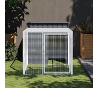 Cage À Poules Avec Enclos & Maille Ventilée Anthracite 110x201x110 Cm Acier Galvanisé Gris