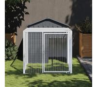 Cage À Poules Avec Enclos & Maille Ventilée Anthracite 117x201x123 Cm Acier Galvanisé Gris