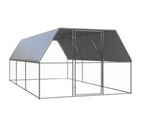 Cage à poules d'extérieur 3 x 6 x 2 m en acier galvanisé avec toit étanche et serrure de sécurité pour poules, poules et canards, clapier robuste avec résistant aux UV