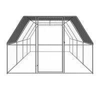 Cage à poules d'extérieur 3 x 8 x 2 m en acier galvanisé et polyéthylène - Enclos durable pour petits animaux - Résistant aux intempéries et sûr - Habitat idéal pour les poules dans le jardin