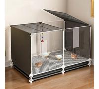 Cage à poulet d'intérieur avec panneau transparent, construction en maille de fer et polypropylène, plateau amovible pour un nettoyage facile, idéale pour la volaille