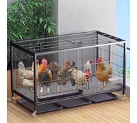 Cage À Poulet Robuste, Grande Cage D'élevage De Petits Animaux Intérieure Et Extérieure, Cage À Volaille, Poulailler avec roulettes Et Plateau, Conception À 2 Portes(106 * 56 * 65cm)