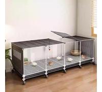 Cage À Poulet Transparente, Cage Caille avec Plateau Coulissant Et Roulette， Poulailler Rutin Clapier À Lapin Portable, Cage À Volaille pour Petits Animaux(Black,144 * 47 * 45cm)