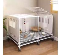 Cage À Poulet Transparente, Cage Caille avec Plateau Coulissant Et Roulette， Poulailler Rutin Clapier À Lapin Portable, Cage À Volaille pour Petits Animaux(White,72 * 47 * 45cm)