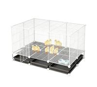 Cage À Poulets Modulaire DIY Poulailler Cryptée De 1,5cm avec Plateau Coulissant Facile À Nettoyer Maison pour Animaux Robuste pour Caille Furet Canards Et Petites Volailles(White,111x75x48cm)