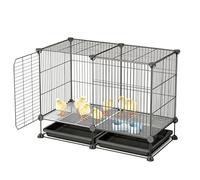 Cage À Poulets Modulaire DIY Poulailler Cryptée De 1,5cm avec Plateau Coulissant Facile À Nettoyer Maison pour Animaux Robuste pour Caille Furet Canards Et Petites Volailles(Black,75x39x48cm)