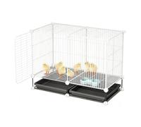 Cage À Poulets Modulaire DIY Poulailler Cryptée De 1,5cm avec Plateau Coulissant Facile À Nettoyer Maison pour Animaux Robuste pour Caille Furet Canards Et Petites Volailles(White,75x39x48cm)