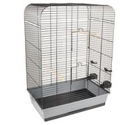 Cage À Sittich Flamingo Marja Noire 54x34x75cm Avec Perchoir Et Tiroir