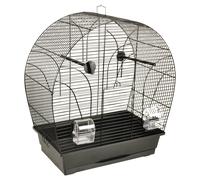 Cage À Sittich Flamingo Saga Noire 51x28x55,5cm Avec Accessoires, Métal