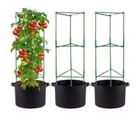 Cage à tomates de jardin - Support pour grimpantes, piquets réglables avec sacs de culture pour une croissance stable, accessoire de jardinage intérieur et extérieur, balcon, patio, terrasse,