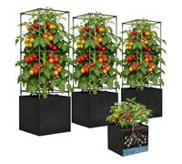 Cage à tomates | Grand treillis d'escalade antirouille | Cage à tomates de jardin avec sac de culture, pour terrasse, parterre surélevé, arrière-cour, concombres, haricots, aubergines, légumes