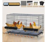 Cage à volaille pliable avec bac à ordures et récupérateur d'œufs, enclos polyvalent pour l'intérieur et l'extérieur, parc sécurisé pour petits animaux