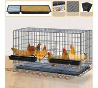 Cage à volaille pliable avec bac à ordures et récupérateur d'œufs, enclos polyvalent pour l'intérieur et l'extérieur, parc sécurisé pour petits animaux