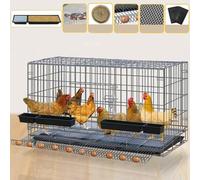 Cage à volaille pliable avec bac à ordures et récupérateur d'œufs, poulailler intérieur et extérieur pour petits animaux, verrouillage de porte sécurisé