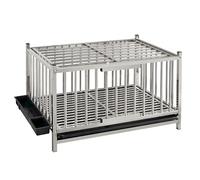 Cage à volaille pour poules et canards - Construction en acier inoxydable - Assemblage facile - Avec bac et plateau pour un nettoyage pratique