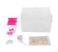 Cage Acrylique pour Hamster, Maison pour Petits Animaux à Une Seule paroi Transparente avec mangeoire et Abreuvoir, inclut Un Ensemble de Jeu en Forme de château Rose pour (L)