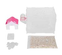 Cage Acrylique pour Hamster, Maison pour Petits Animaux à Une Seule paroi Transparente avec mangeoire et Abreuvoir, inclut Un Ensemble de Jeu en Forme de château Rose pour (Petite Taille)