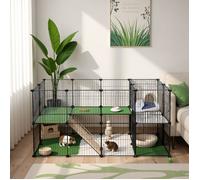 Cage Animaux 2 Étages - DIY - Grille Métallique - Intérieur - Noir