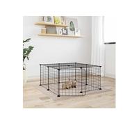 Cage animaux de compagnie à 12 panneaux et porte Noir 35x35 cm