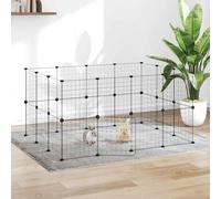 Cage Animaux de Compagnie à 12 Panneaux et Porte Noir 35x35 cm Enclos vidaXL
