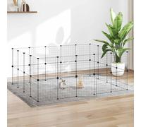 Cage Animaux de Compagnie à 12 Panneaux et Porte Noir 35x35 cm Enclos vidaXL