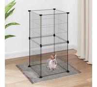 Cage Animaux de Compagnie à 12 Panneaux et Porte Noir 35x35 cm Enclos vidaXL