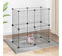 Cage Animaux de Compagnie à 12 Panneaux et Porte Noir 35x35 cm Enclos vidaXL