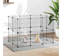 Cage Animaux de Compagnie à 12 Panneaux et Porte Noir 35x35 cm Enclos vidaXL